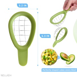 Avocado Slicer Tool - 3.2 x 6.3 Inches Avocado Cuber Tool with Ergonomic Handle, Easy to Use and Clean, Food-Grade Plastic and Stainless Steel, Good for Salads, Guacamole, or Smoothie