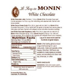 Monin White Chocolate Syrup, 33.8-Ounce Plastic Bottle (1 liter)