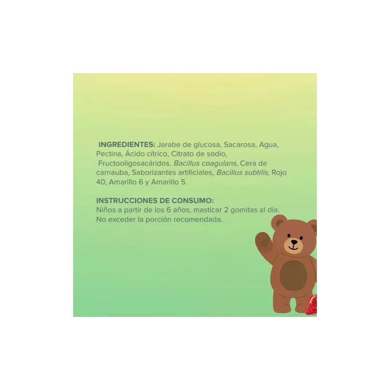 Gomitas de Probióticos y Prebióticos para Niños con Sabor Fresa,