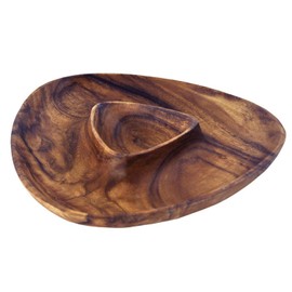 Pacific Merchants Acaciaware Acacia Wood 3-Sided Chip & Dip Tray, 12" x 12" x 2"