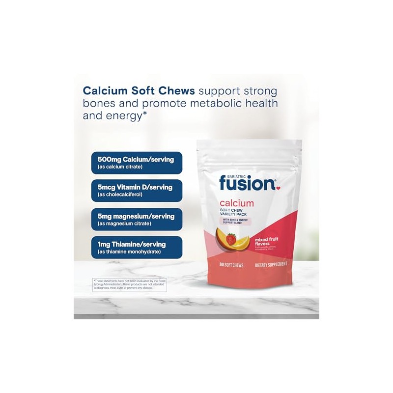 Bariatric Fusion Suplemento Calcio Bariátrico Masticable Citrato 500mg Vitamina Azúcar