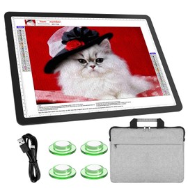 TSOCOS A3 Diamond Art Light Board with Carry Bag, High-Brightness Light Pad with Side Physical Buttons & 6 Levels of Brightness, 3 Colors Magnetic Light Box for Tracing, Diamond Painting