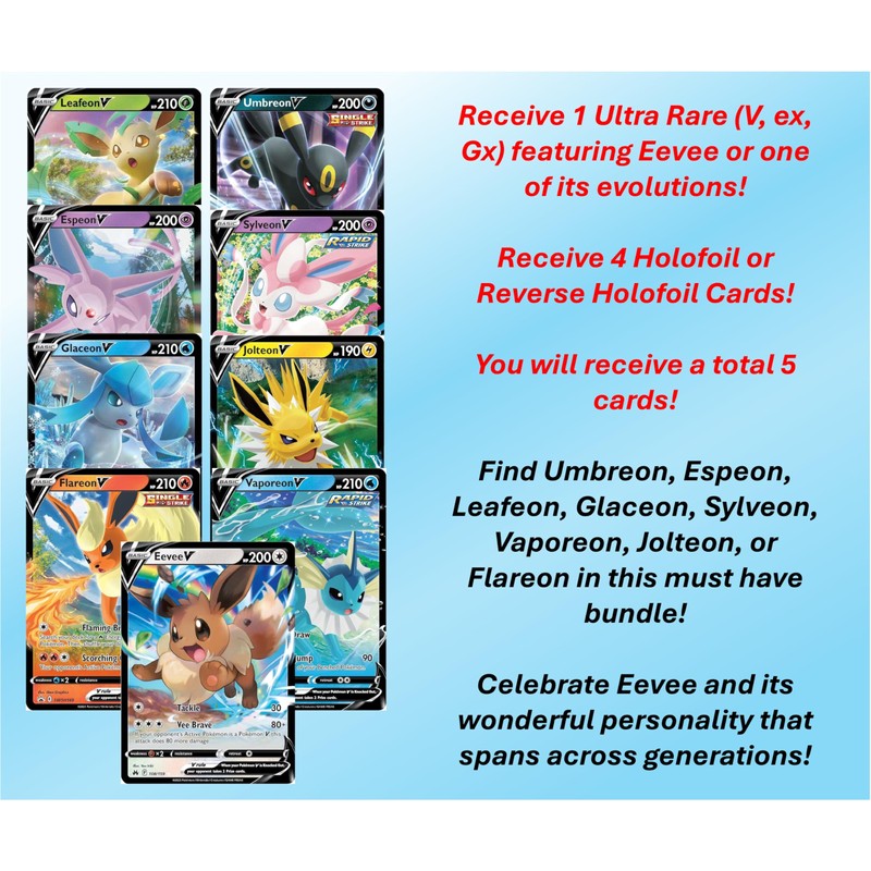 Pokemon Eevee Card Bundle - Guaranteed 1 Ultra Rare -