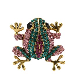 Frog Brooch Pins for Women, Colorful Frog Brooch Pin, Cute Frog Animal Brooch Lapel Pin, Bohemian Frog Brooches Pins for Women Hat Bag Suit Dress Accessories Jewelry (Pink)