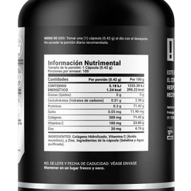 Zinc de 100 Cápsulas. Ingredientes naturales: Zinc, Colágeno y Vitamina C. Z Blend B Life.