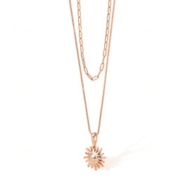 VICKWOOD Necklace Sun Necklace Women's Layering Chain 50-60 cm Long Jewellery with Sun Pendant Made of Stainless Steel Waterproof in 16k Gold Plating/Rose Gold/Black/Silver with Gift Box, Stainless