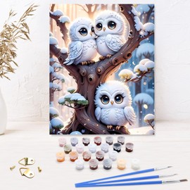 Paint by Numbers Children's Craft Set, DIY Painting by Numbers Adult Owls, DIY Animal Beginners, Hand Painted, Painting by Numbers Birds Animals, Numbers Crafts for Gifts and Home Decoration (40 x 50