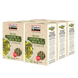 Explore Cuisine Edamame and Mung Bean Fettuccine, Delicious Low Carb, Plant-based Vegan Pasta, High in Protein, High in Fibre, Gluten Free, Easy to Cook 6 Pack - 6 x 200g