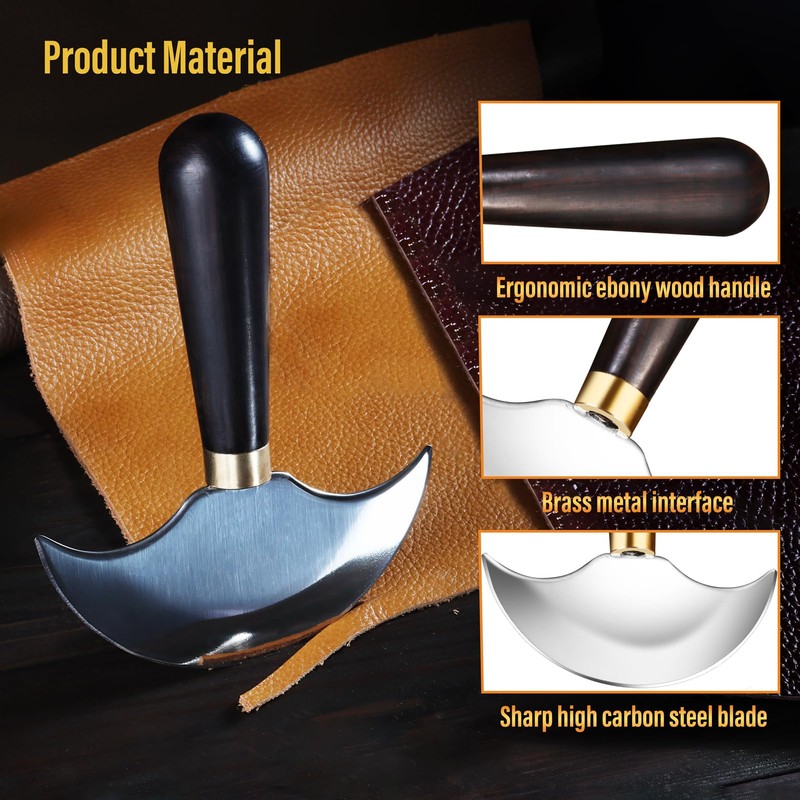 Coowolf Leather Knife with Wooden Handle, Leather Working Tools for