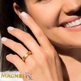MagnetRX® Magnetic Ring for Women - Elegant Crystal Ring - Magnet Rings for Women (Gold | Ring Size: 8)