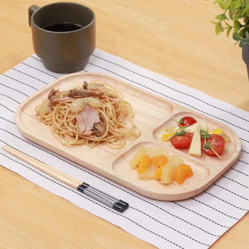 Fuji Boeki Wooden Square Tray with Dividers Bonheur x 2