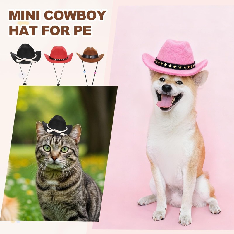PETAXCELL Dog Cowboy Hat, Mini Cowboy Hat for Pet with