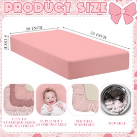 Peryiter 4 Pack Crib Sheets Girl Soft Baby Bed Sheet Set 52'' x 28" Nursery Crib Sheets for Standard Bed for Nursery Decor Baby Boys or Girls(Rose Red,Classic)