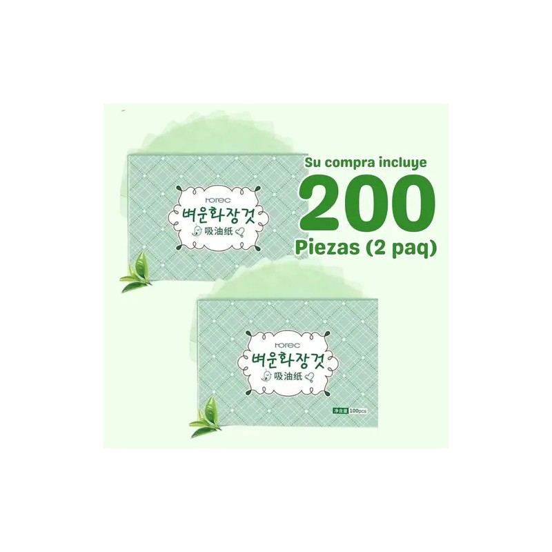 Papel Te Verde Absorbente De Grasa Facial Elimina Brillo F
