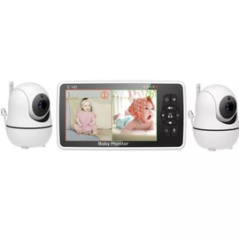 5 inch Video Baby Monitor with Two Camera and Audio, Night Vision, 4X Zoom, 1000ft Range 2