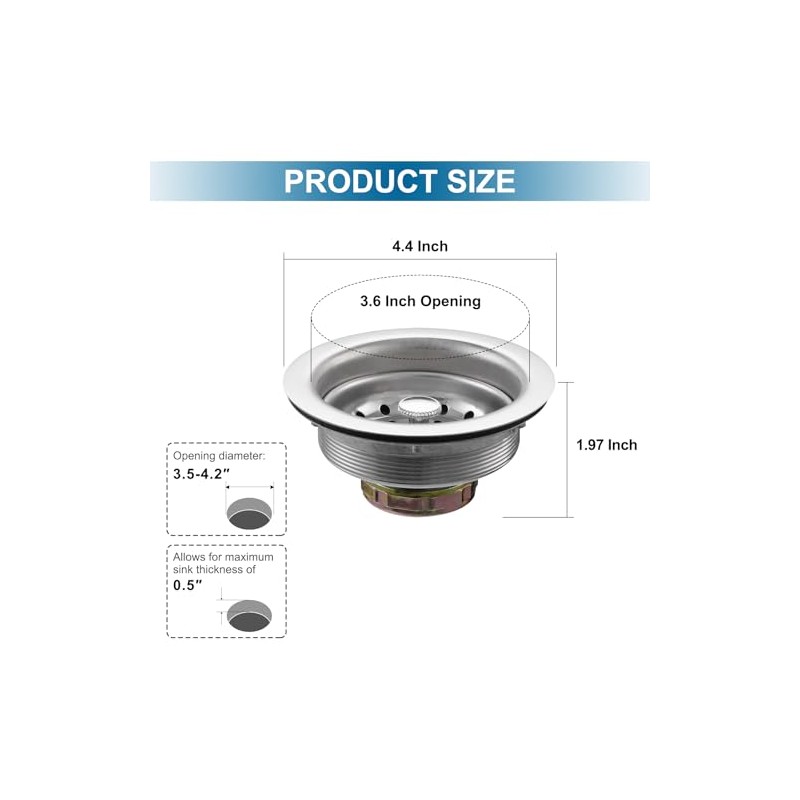 ZM Stainless Steel Kitchen Sink Strainer with Drain Assembly