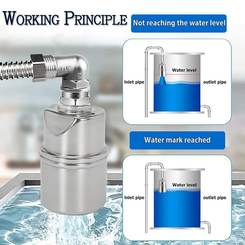 Automatic Water Level Control Valve, 3/4 to 1/2 Inch Float
