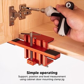 Cabinet Door Mounting Jig, Cabinet Door Jig with Support Arm and Clamp, Support Arm and Clamp Integrated, Aluminum Alloy Body Heavy Duty Tool for Cabinets with Frame or Frameless