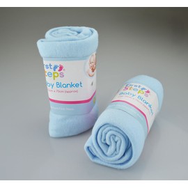 First Steps Pack of 2 Fleece Baby Blankets for Pram, Crib, Moses Basket or Bed 70x70cm