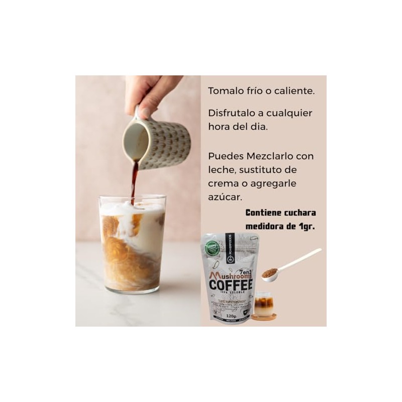 Mushrooms Coffee 7 en 1 Caf Soluble con 7 Hongos
