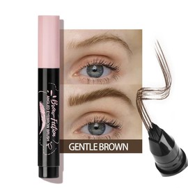 Angled Square Eyebrow Brush for Natural Brows, Waterproof Long Lasting Quick Drying, Easy to Color with Precision Brush for Shaping, Outlining, Filling Sparse Eyebrows (Gentle Brown)