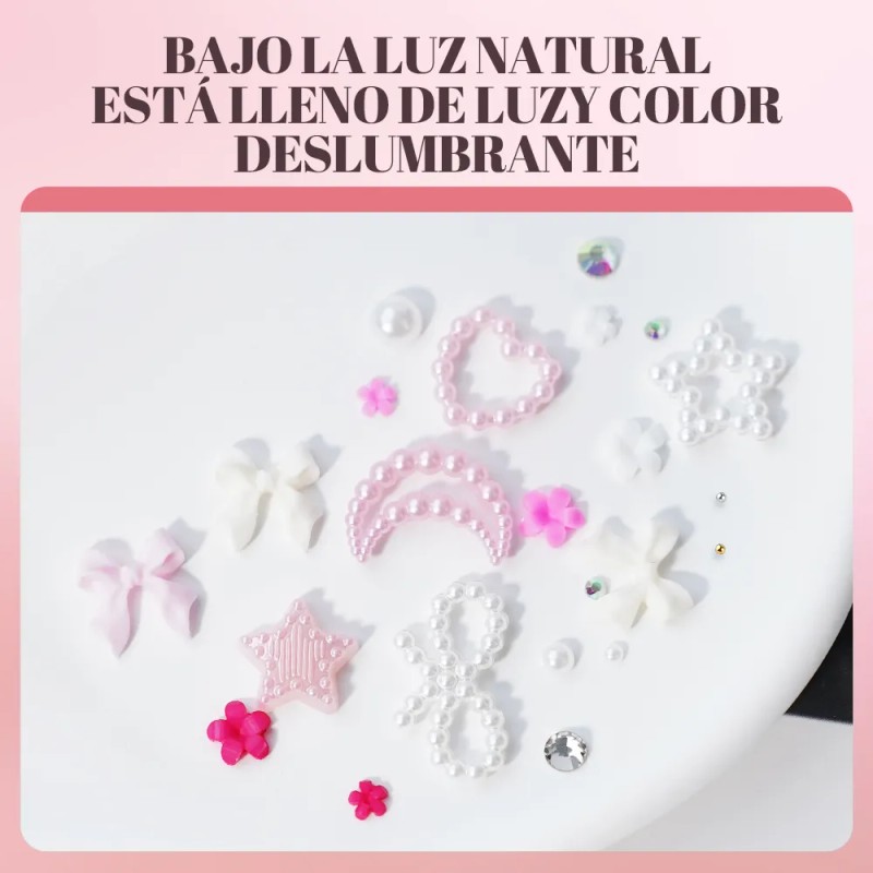 Decoracion De Uñas Acrílica 3d Lazo Flores Uñas Arte Diy