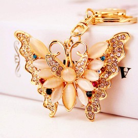 Grtdrm Lovely Butterfly Shape Crystal Rhinestone Sparkling Keychain Bag Pendant Handbag Charm for Women Girls