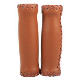 DEWIN Leather Handlebar Grips, Brown Leather Handlebar Cover,Three Colors Retro Artificial Leather Bicycle Handlebar Grips Bike Handle Cover Grips 1 Pair (Brown)