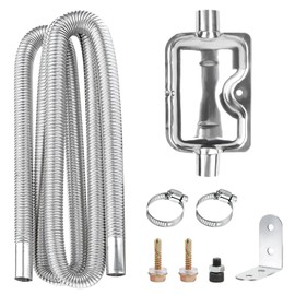 Exhaust Hose for Power Generator, 200 cm Exhaust Pipe, Auxiliary Heater, Car Stainless Steel Exhaust Pipe and Silencer, with Two Stainless Steel Clips, Exhaust Pipe Metal Hose for Air Diesel Heating