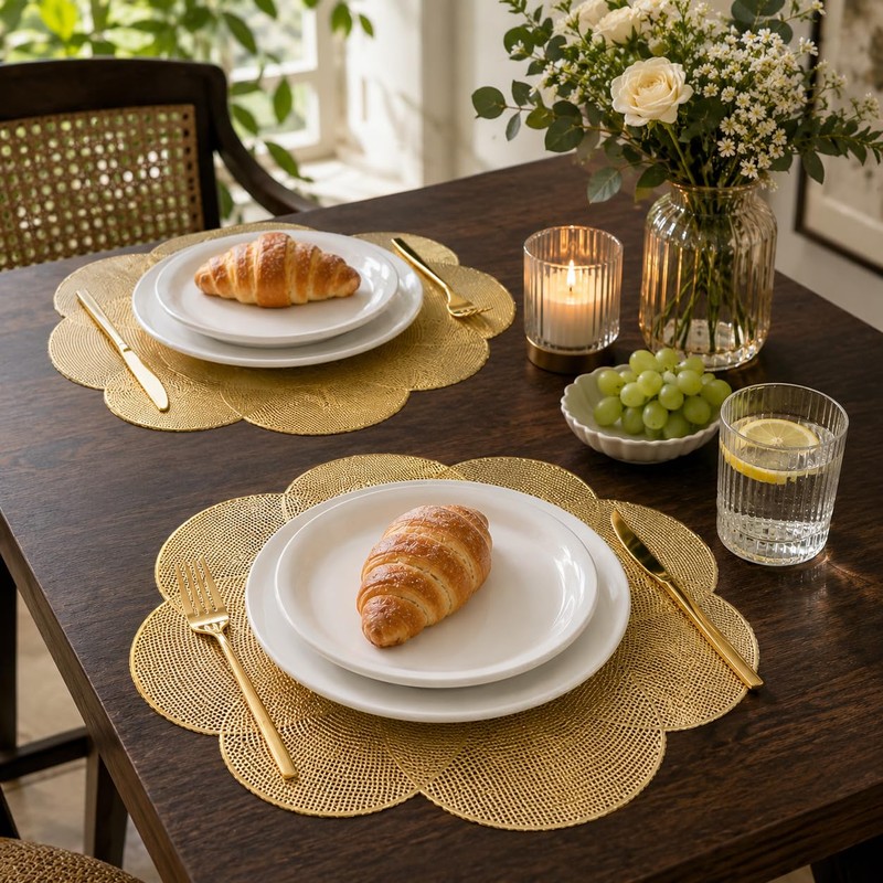 FAVE Luxury Gold Round Table Mats Set of 6 15