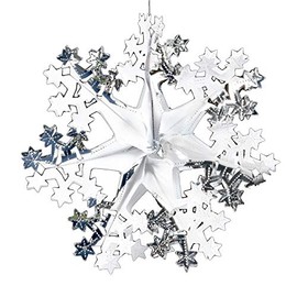 Davies Silver/White Christmas 2 Tone Foil Ceiling Decorations - 40cm Star Snowflake
