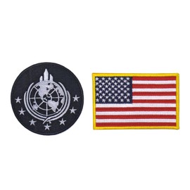 mokarier Super Earth Embroidered Patch US Flag Patch Iron on Logo Vest Jacket Cap Hoodie Backpack Patch Iron On/sew on Patch (Black)