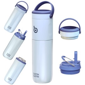 BOTTLE BOTTLE Insulated Water Bottle for Sports with Straw,2 lids,18 oz 3IN1 Water Bottles for Slim Can Coolers and Kids Tumbler, Stainless Steel Metal Bottles for Outdoor Activities(Blue)