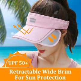 Peicees Wide Brim Visor for Women Men Golf Hat UV Sun Protection Cap for Beach Tennis Running Sunshade Hat UPF 50+, Light Grey, 6 3/8-7 1/2
