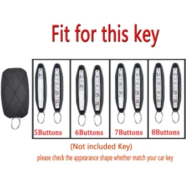HIBEYO Leather Key Fob Cover Compatition with Genesis GV60 GV80 G70 G90 2025 2024 2023 Accessories Genuine Leather Key Case Smart Key Shell with Keychain-6 Button Black