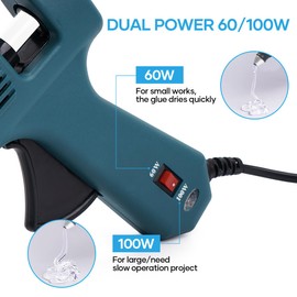Assark Glue Gun, 60/100W Hot Glue Gun Full Size(Not Mini) with 15 Pcs Hot Glue Sticks (0.43 X 7.87 inch) for School Crafts DIY Arts Quick Home Repairs, 60/100W(Green), HL-E 20W