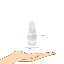 SALT 84 Selenite Crystal Tower 10 cm Tall, Hand Curved Morocco Crystal, Natural Healing Crystal Stone for Home Décor
