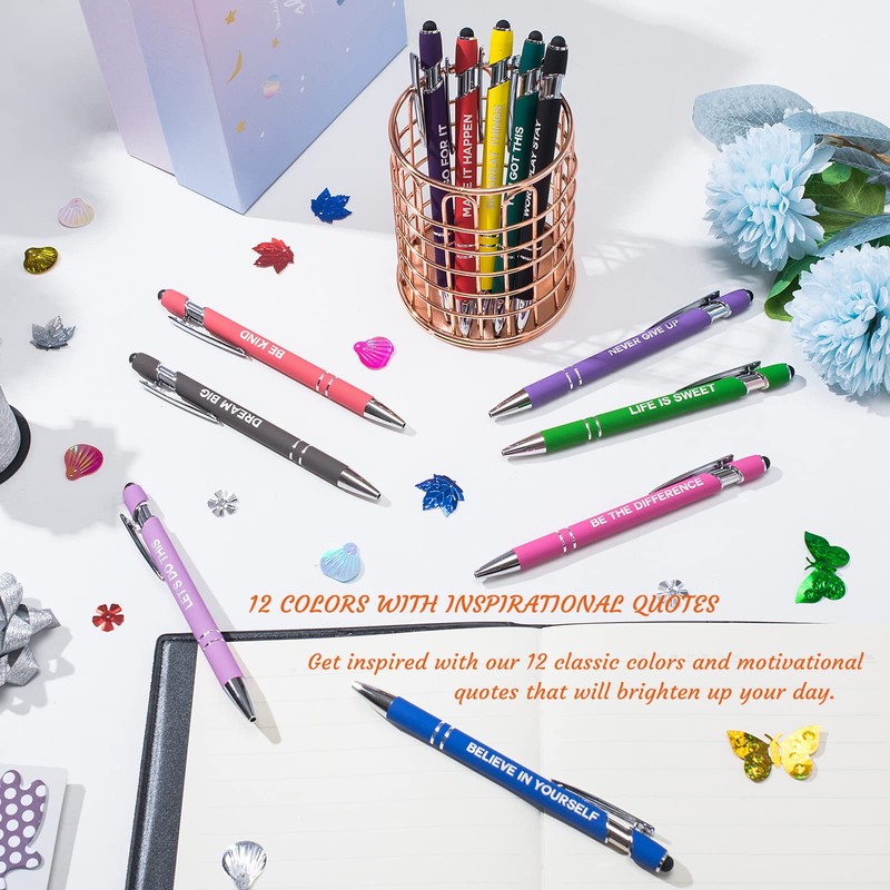 HLPHA 12 Pieces Motivational Inspirational Quotes Snarky Screen Touch Stylus
