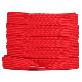 Booyckiy [2 Pairs] Flat Shoe Laces for Sneaker, 2/5" Wide Shoelaces Red 39 inch(100cm)