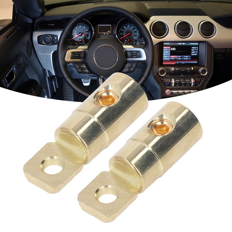 Pair Power Battery O Ring Terminals Brass Gold Plated High