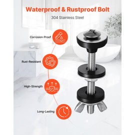 VEVOR Universal Toilet Tank to Bowl Bolts Kit, 2PCS Metal Heavy Duty Toilet Tank Bolts, Stainless Steel Toilet Tank Screws Replacement Kit with Wing Nuts, Rubber Washers Gaskets, Toilet Repair Screw