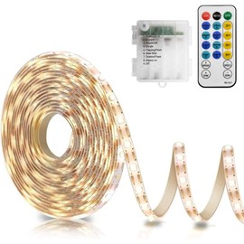 echosari Strip Lights Battery Operated, 16.5Ft 150 LED 2835 SMD Closet Strip Lights with Remote for Bedroom, Kitchen, Cabinet Décor (Warm White)
