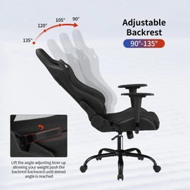 Pazidom Ergonomic Gaming Chair Video Gamer Chair for Adults/Teens,Racing Style Computer Chair with Lumbar Support, Adjustable Rolling Desk Chair, PU Leather Game Chair