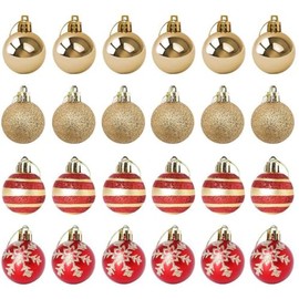 24 bolas de árbol de Navidad de 2.36 pulgadas, color rojo brillante, bolas de decoración de corona navideña