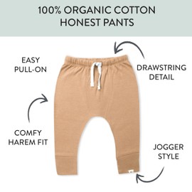 HonestBaby Multipack Honest Pants Joggers Pull on 100% Organic Cotton for Infant Baby and Toddler, Boys, Girls, Unisex, Sunset Blue, 12 Months