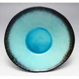 Utsuwa Luan 520-0049 Mino Ware Yamasaku Kiln Oval Moribot, Turkish Glaze, Beige, 8.7 x 8.2 inches (22 x 20.8 cm)