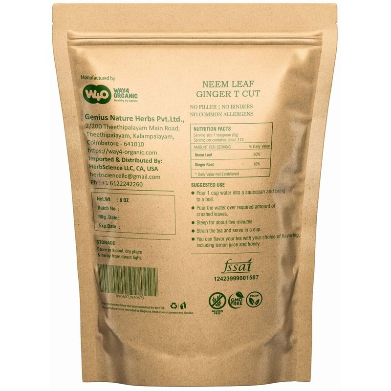 Neem Leaves Tea with Ginger 8 oz, Boost Immunity, Aid