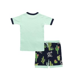 Lazy One Short-Sleeved Summer Pajama Set for Girls and Boys, Kid Pajama Set, Succulent, Cactus (Stuck in Bed, 8)