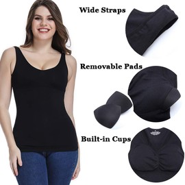 Women's Cami Shaper with Built in Bra Tummy Control Camisole Tank Top Underskirts Shapewear Body Shaper