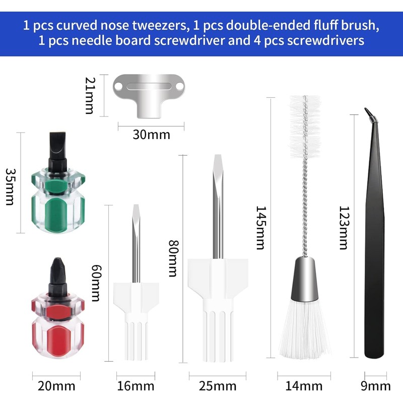 7 Piece Sewing Machine Cleaning Kit Include Tweezers Double Ended